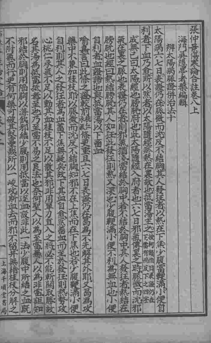 百大名家合注伤寒论  卷8  上